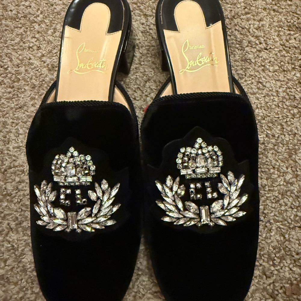Christian Louboutin Black Embellished Women's Shoes